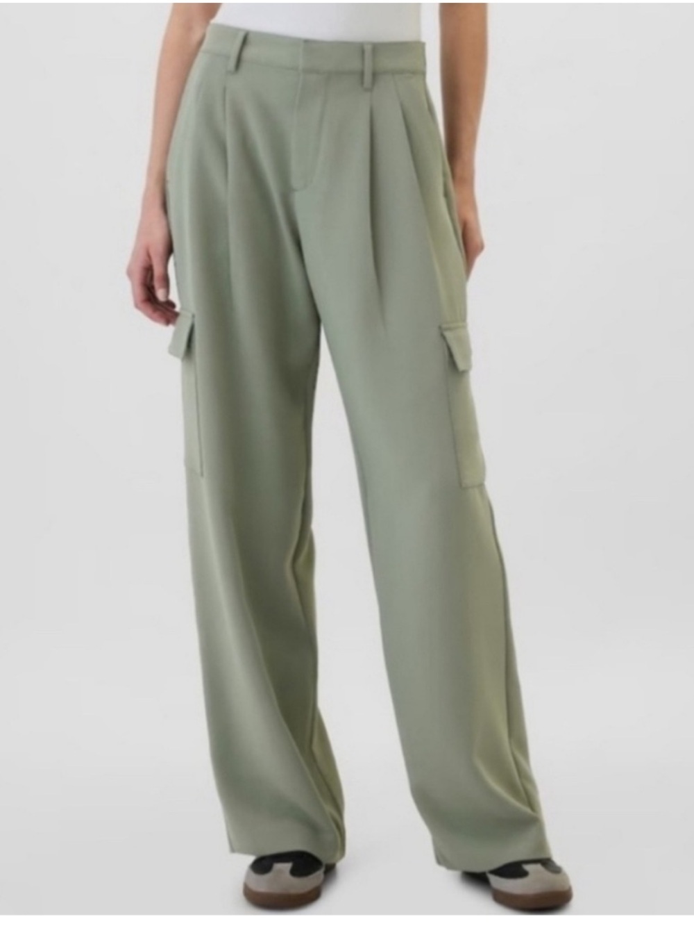 Gap Easy Trouser Wide Leg Cargo Pants Sage Green Utility Office sz 14